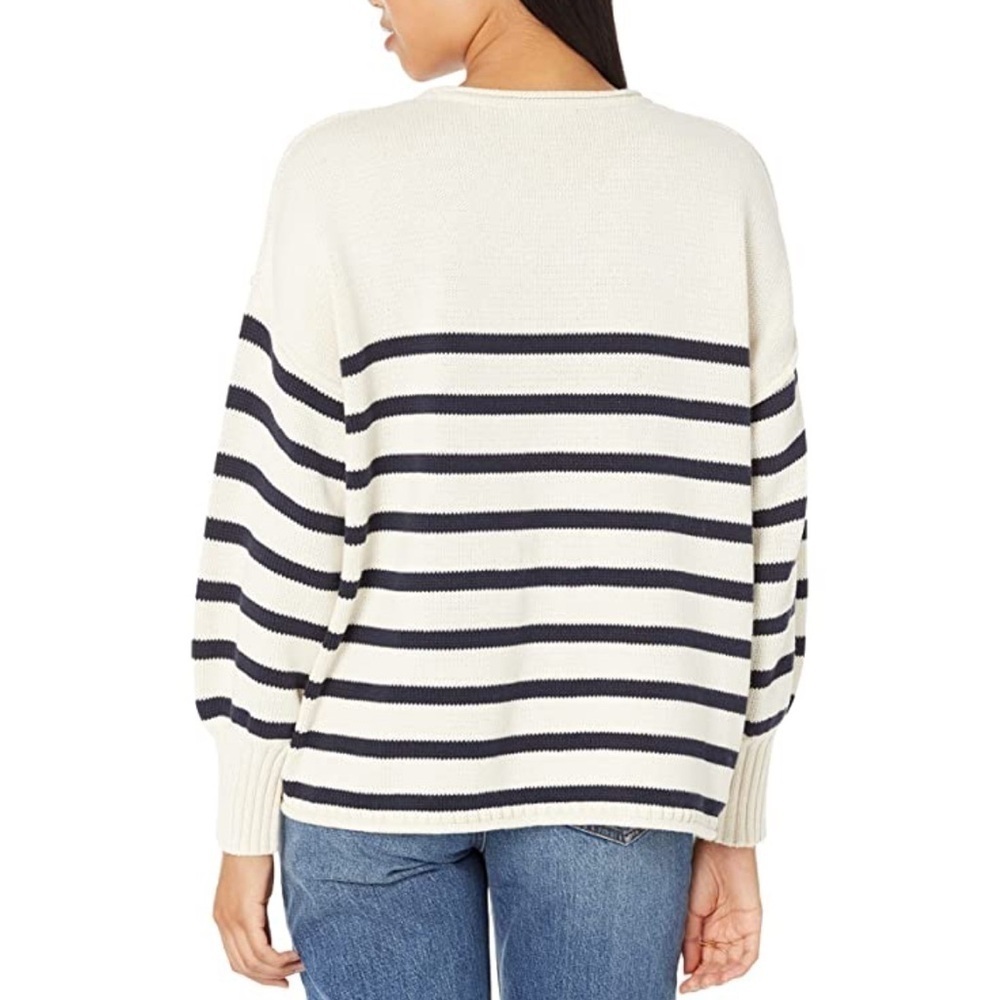 Madewell Conway Pullover Sweater Cream With Green Stripes Size XS - Picture 2 of 13